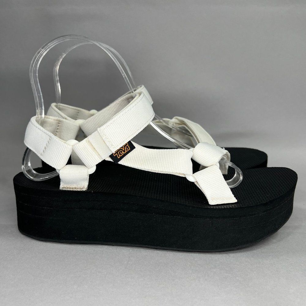 Teva White Strap Black Platform Sandals